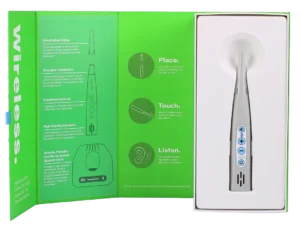 VascuChek doppler in open-faced box