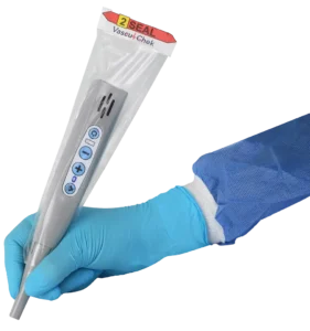 Doppler probe with sheath in hand