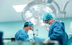 View of doctors performing surgery